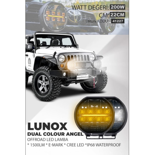 41227 Lunox Dual Colour Cree Angel Led 200W Turuncu Beyaz DRL Mercek Far
