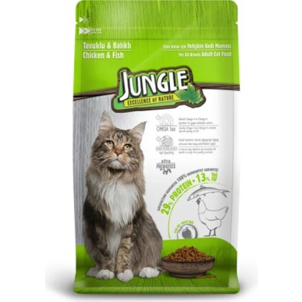 Jungle Tavuk ve Balıklı 1.5 kg Yetişkin Kedi Maması ürün görseli 1