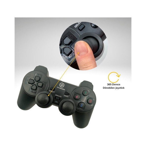 Desingshop Çift Titreşimli USB Kablolu Oyun Kolu Pc Uyumlu Vibration Gamepad - 2