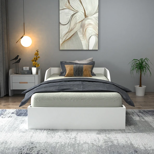 Arnetti Oya Tek Kişilik Karyola 90x190 Yatak Uyumlu Beyaz - 2