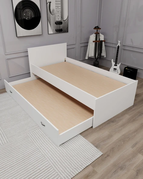 Arnetti Sofia Yavrulu Karyola 90x190 Yatak Uyumlu 2 Kişilik , Beyaz - 3