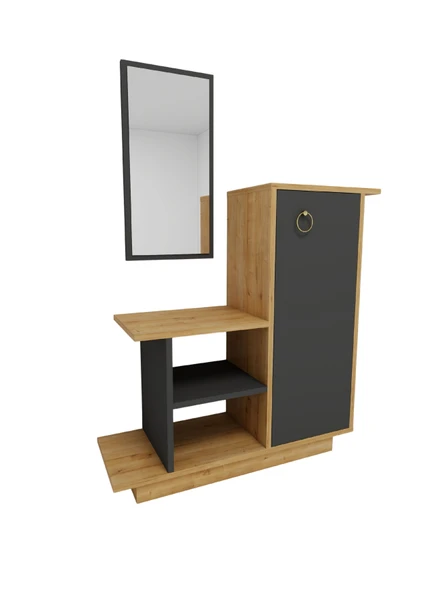 Arnetti Asia Kapaklı Dolaplı Aynalı Dresuar - Safirmeşe Antrasit - 5