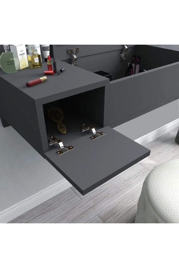 Arnetti Zakkum Aynalı Duvara Monte Makyaj Masası Antrasit - 2