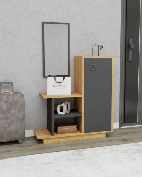 Arnetti Asia Kapaklı Dolaplı Aynalı Dresuar - Safirmeşe Antrasit - 3