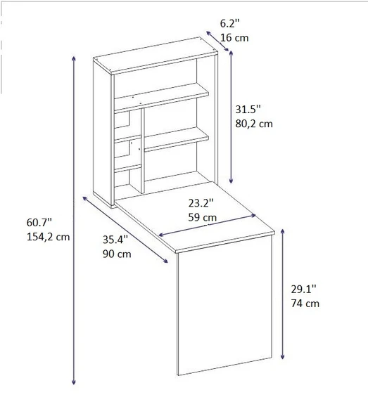 Arnetti Sedir Katlanabilir Dekoratif Raflı Çalışma Masası Safirmeşe - 5