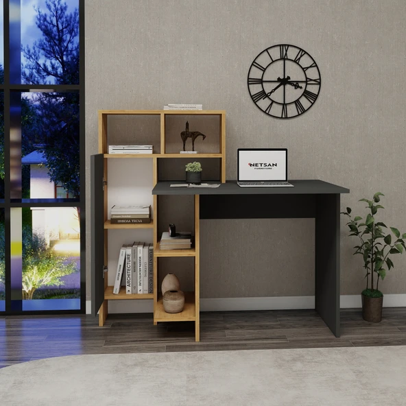 Arnetti Buğra Dolaplı Çalışma Masası - Antrasit, Safirmeşe Bilgisayar Masası - 2
