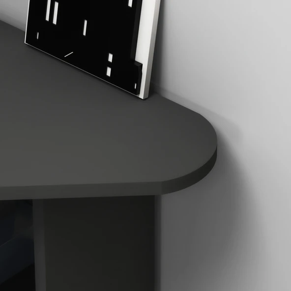 Arnetti Corner Köşe Çalışma Masası, Bilgisayar Masası Yer Kaplamaz Ofis Masası, Antrasit - 8