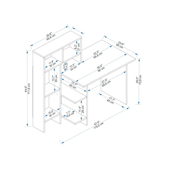 Arnetti Buğra Dolaplı Çalışma Masası - Antrasit, Safirmeşe Bilgisayar Masası - 5