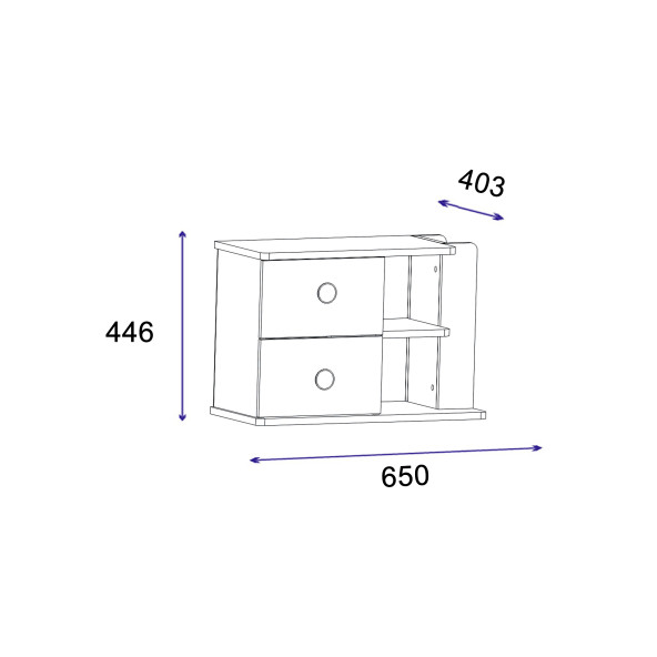 Arnetti Valerin Çekmeceli Modern Komodin Atlantik Çam Antrasit - 4