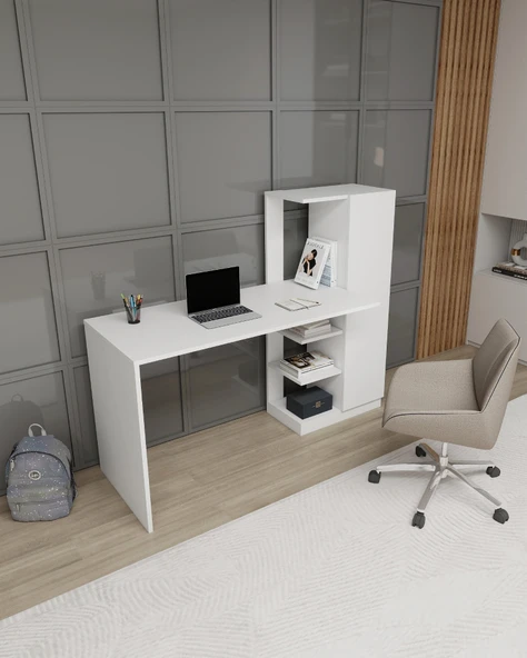 Arnetti Yağız Dolaplı Çalışma Masası Beyaz - 3