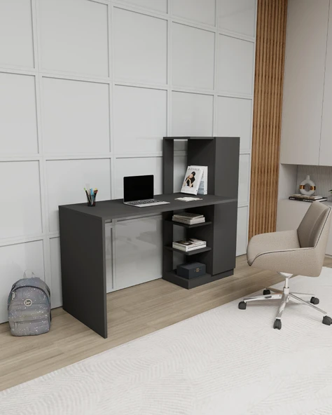 Arnetti Yağız Dolaplı Çalışma Masası Antrasit - 4