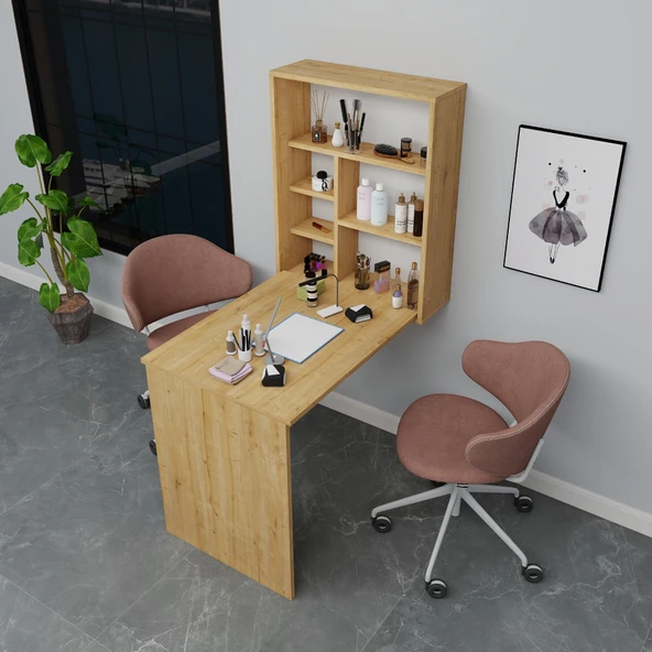 Arnetti Sedir Katlanabilir Dekoratif Raflı Çalışma Masası, Manikür Pedikür Masası Safirmeşe - Resim 2