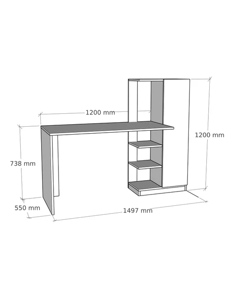 Arnetti Yağız Dolaplı Çalışma Masası Beyaz - 6
