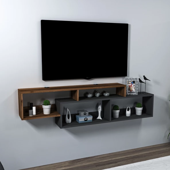 Arnetti Atlantis Duvara Monte 4 Bölmeli Televizyon Sehpası, Lidya Antrasit - 2