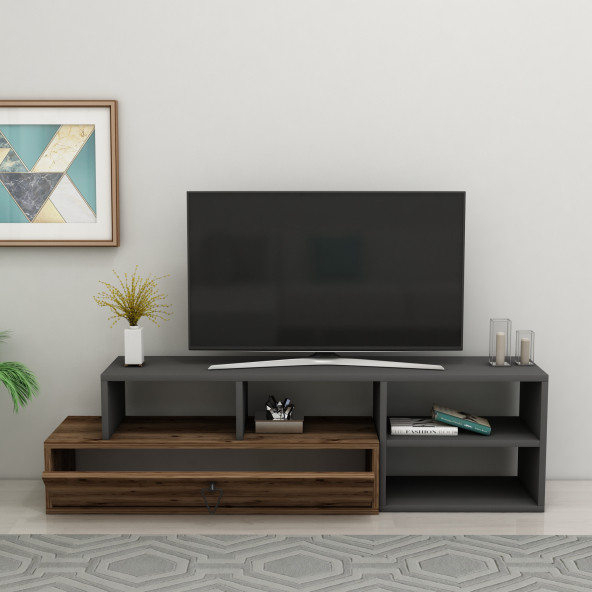 Arnetti Duru Tv Sehpası Kapaklı Yana Doğru Açılır Kapanır Lidya & Antrasit - 3