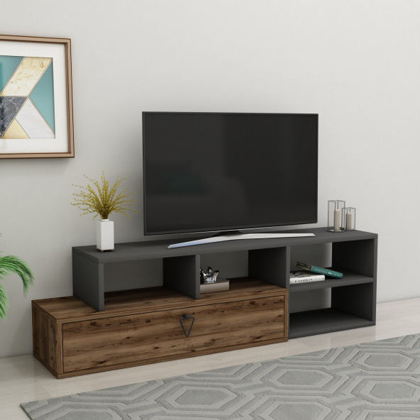 Arnetti Duru Tv Sehpası Kapaklı Yana Doğru Açılır Kapanır Lidya & Antrasit - 2