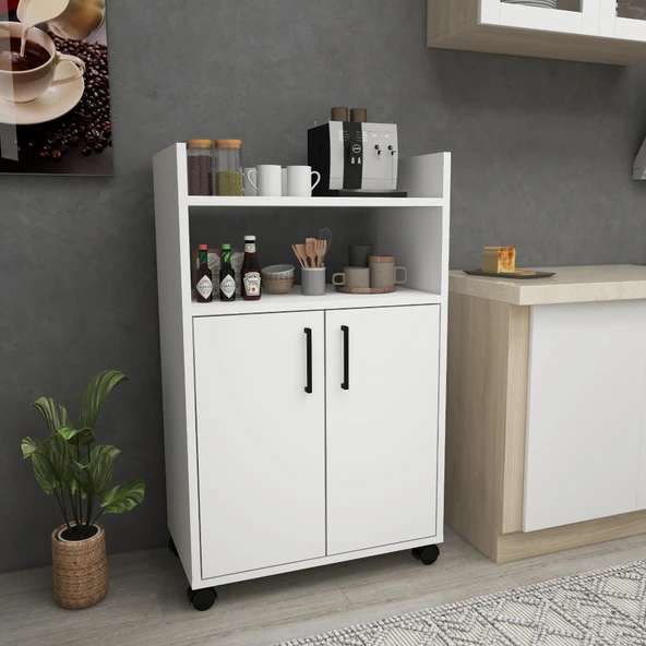 Arnetti Tiraks Çok Amaçlı 2 Kapaklı 4 Raflı Çok Amaçlı Mutfak Banyo Dolabı Beyaz - Resim 6