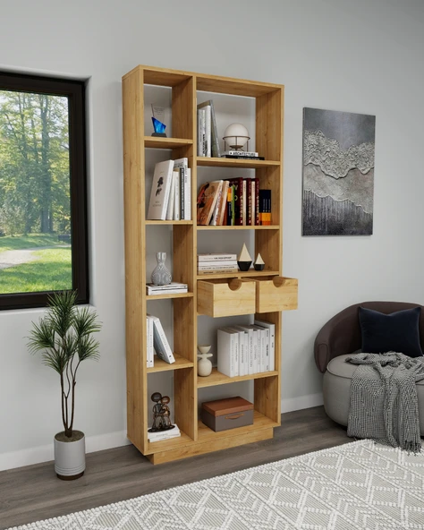Arnetti Luma 10 Bölmeli 2 Dolaplı Modern Kitaplık Safirmeşe - Luma - 2