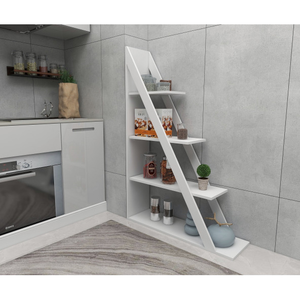 Arnetti Arven 4 Raflı Dekoratif Mutfak Rafı, Beyaz - Arven - 2