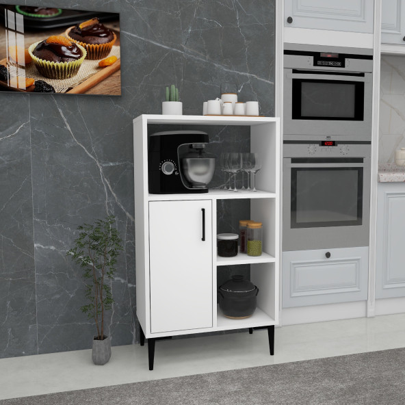 Arnetti Sanimas Mutfak Dolabı Kapaklı 5 Raflı Çok Amaçlı Dolap, Beyaz - 3