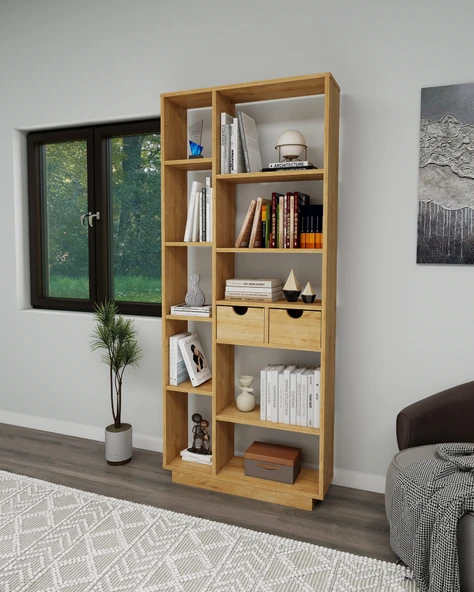 Arnetti Luma 10 Bölmeli 2 Dolaplı Modern Kitaplık Safirmeşe - Luma - 4