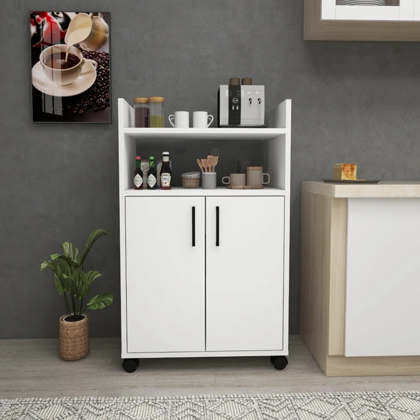 Arnetti Tiraks Çok Amaçlı 2 Kapaklı 4 Raflı Çok Amaçlı Mutfak Banyo Dolabı Beyaz - Resim 4