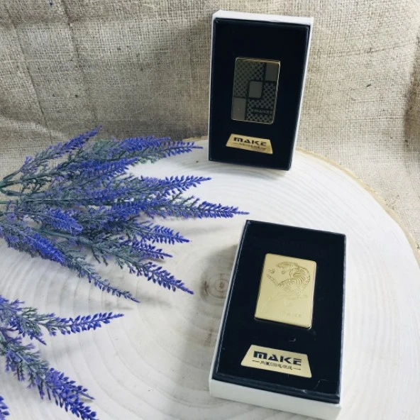 İsme Özel ŞARJLI ÇAKMAK GOLD KAPLAN DESENLİ