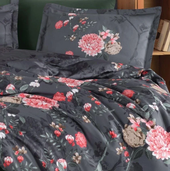 Clasy Saten Çift Kişilik Nevresim Takımı Alfon V1 Kahve - Resim 2