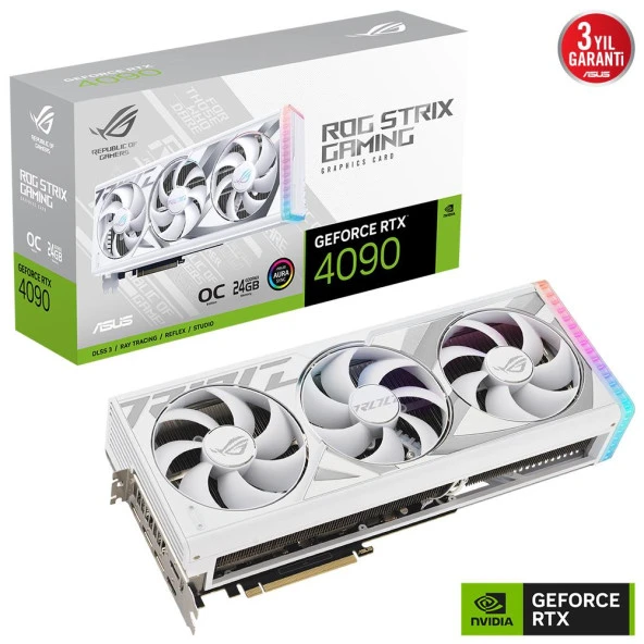 Asus GeForce ROG Strix RTX4090 O24G White RTX4090 24 GB 384 Bit GDDR6X Gaming Ekran Kartı