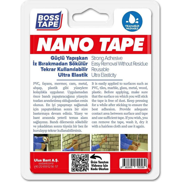 Bosstape Akrilik Bant Şeffaf 1MM 18X2MT - 2