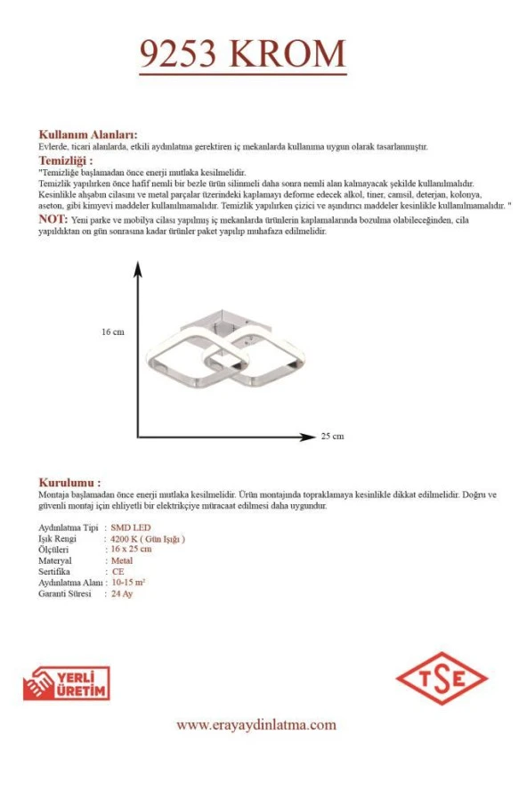 Eray Aydınlatma 9253 Ledli Krom Plofonyer Avize - Resim 3