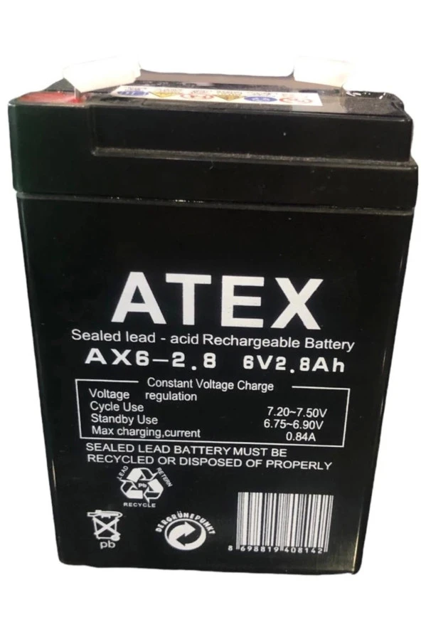 Atex Ax-6v 2.8 Ah Kuru Akü