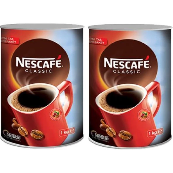 Nescafe Classic Hazır Kahve 1 Kg Teneke X 2 Adet