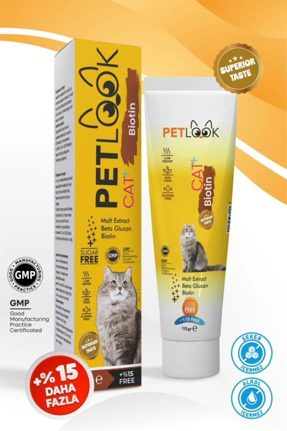 Petlook Kediler İçin Malt Macun Biotin İçerikli 115 gr