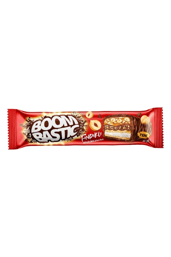 Boombastic Fındıklı Sütlü Çikolata Bar Gofret 40 Gr x 12 Adet