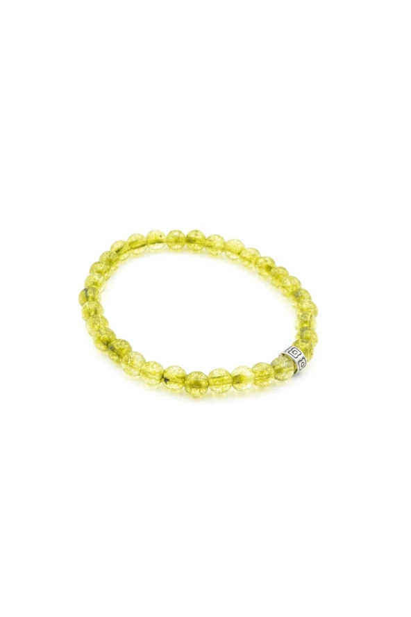 Hakiki Doğal Olivin Peridot Taşı Bileklik 6 Mm