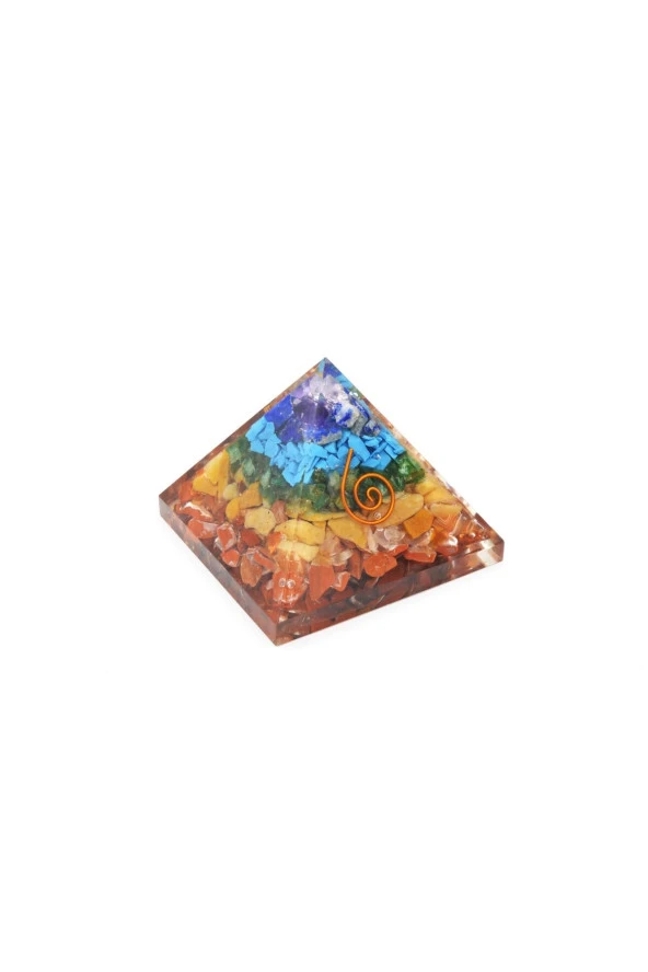 Hakiki Doğal 7 Farklı Çakra Taşlı Orgonit Piramit - 2