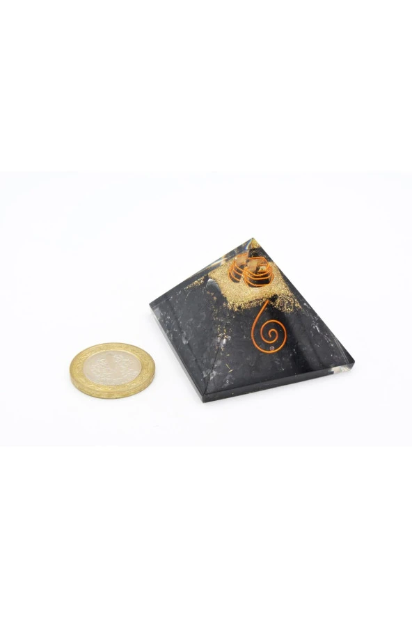 Hakiki Doğal Şungit Taşı Orgonit Piramit - 4