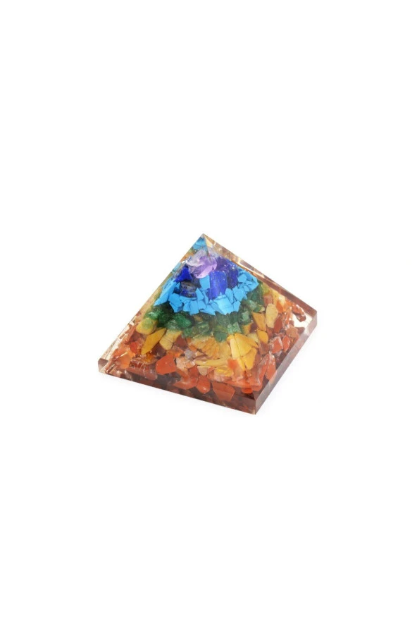 Hakiki Doğal 7 Farklı Çakra Taşlı Orgonit Piramit - 3