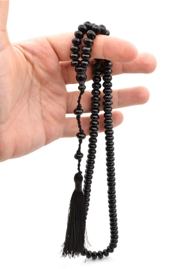 Saçaklı Sistemli 99 luk Siyah Katalin Tesbih - Resim 4