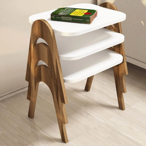 Variant Mobilya Paris Zigon Sehpa - Ceviz / Beyaz
