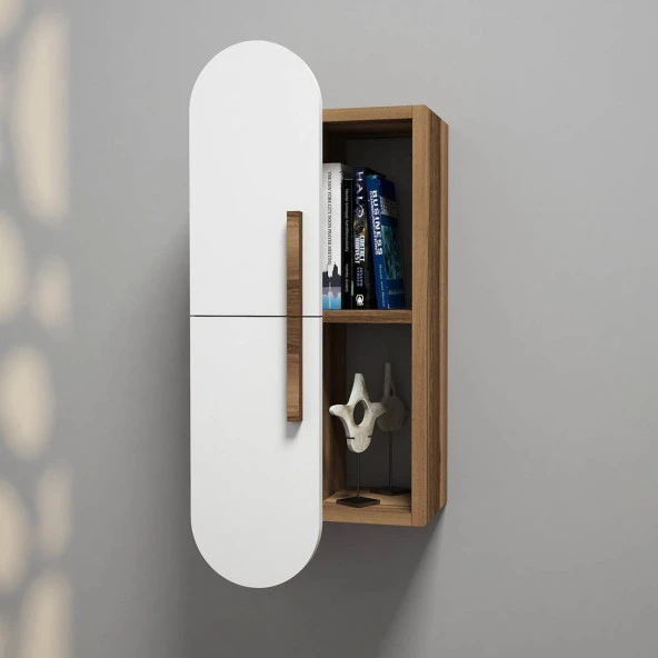 Variant Mobilya Rose Duvar Rafı Kitaplık - Ceviz / Beyaz