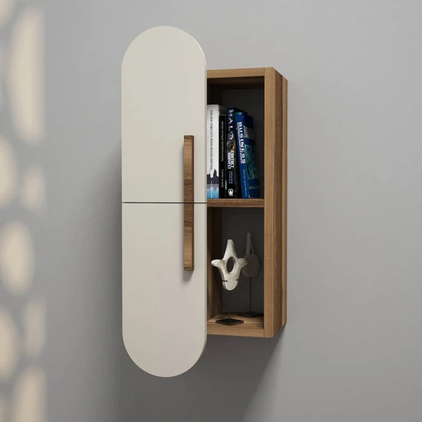 Variant Mobilya Rose Duvar Rafı Kitaplık - Ceviz / Krem