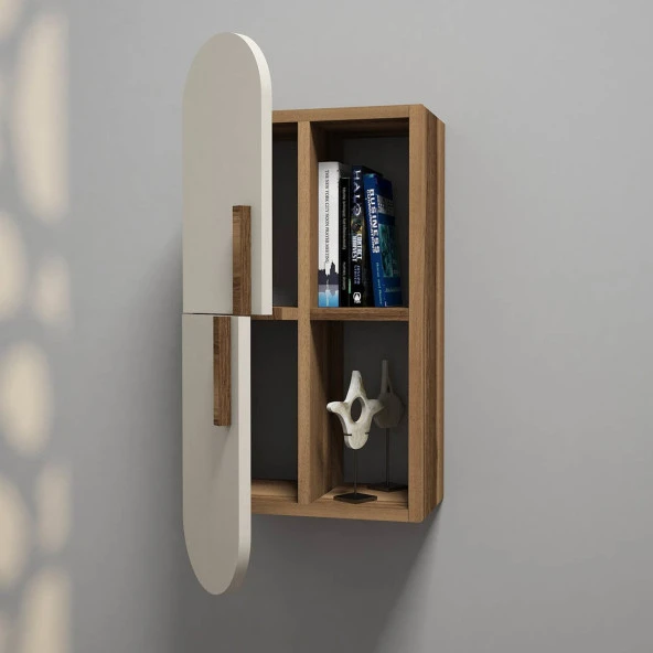 Variant Mobilya Rose Duvar Rafı Kitaplık - Ceviz / Krem - 2