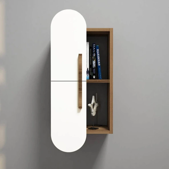 Variant Mobilya Rose Duvar Rafı Kitaplık - Ceviz / Beyaz - 3