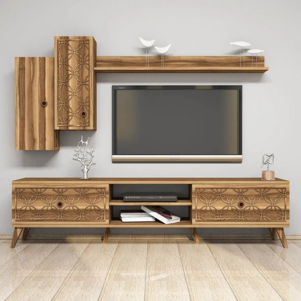 Variant Mobilya Class Duvar Raflı Tv Ünitesi - Ceviz - Resim 3