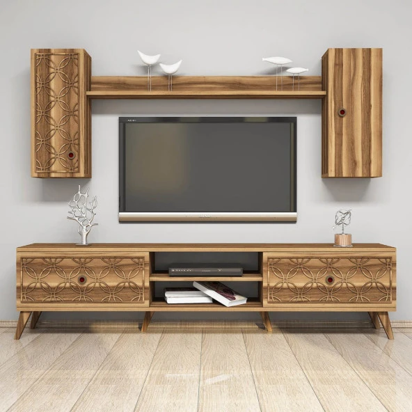 Variant Mobilya Class Duvar Raflı Tv Ünitesi - Ceviz - Resim 4