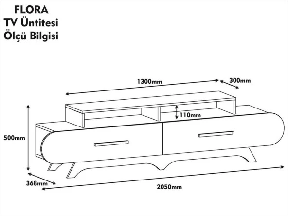 Variant Mobilya Flora Tv Ünitesi - Ceviz / Krem - Resim 2