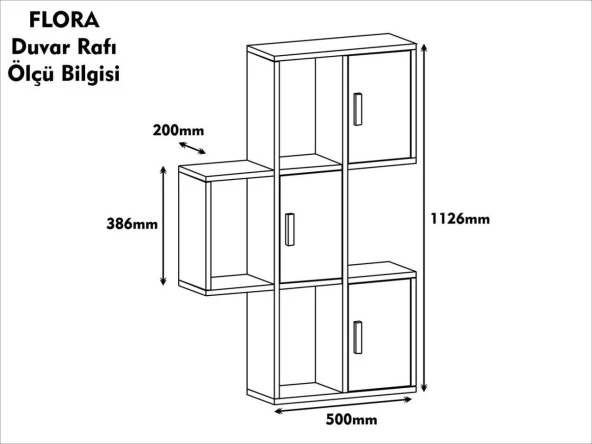 Variant Mobilya Flora Duvar Rafı -  Kitaplık - Ceviz / Sarı - 2