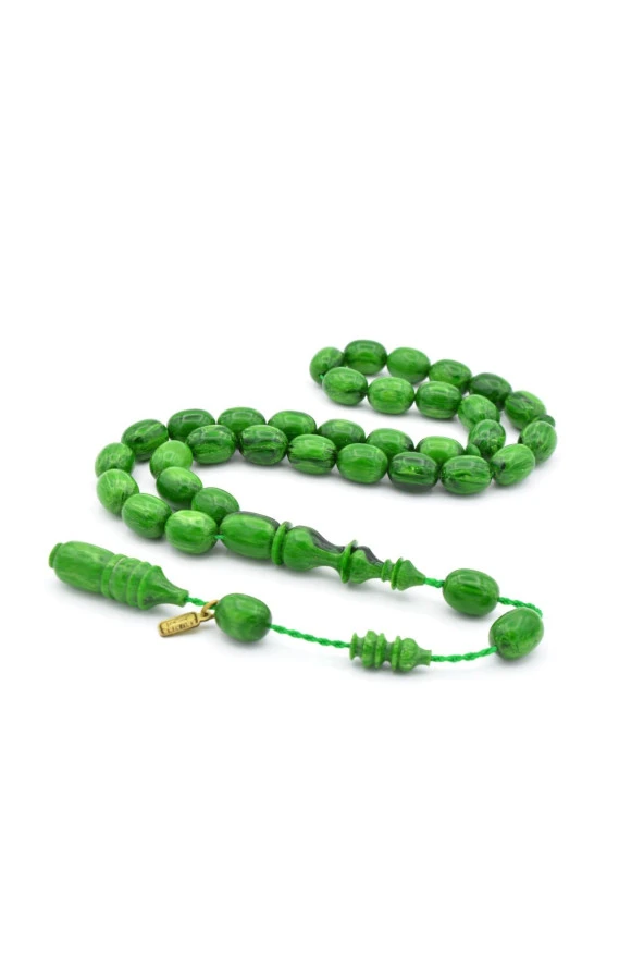 Ebu Sırr İmzalı Beyzi Kesim Damarlı Yeşil Katalin Tesbih ürün görseli 1